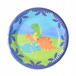 Talerze Talerzyki Papierowe Dinozaury 18 cm 6 szt
