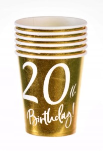 Kubeczki 20 urodziny złote czterdziestka 220 ml