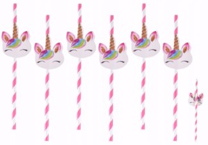 SŁOMKI PAPIEROWE urodzinowe JEDNOROZEC unicorn