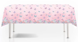 Obrus foliowy różowy Motyle 108x180cm PARTY Dziecko motylki kwiaty róż