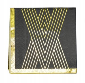 Serwetki papierowe CZARNO ZŁOTE urodziny 10szt party 33X33 cm wesele glamur