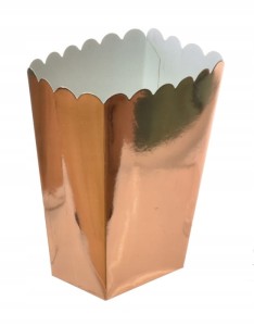 PUDEŁKO POPCORN PAPIEROWE Metaliczne Rose Gold 0,8 L słodycze 6 szt eco