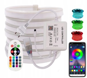 Zestaw NEON RGB 60 LED/m 50m PILOT 230V bluetooth