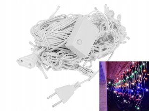 SOPLE 100 LED LAMPKI CHOINKOWE MULTI WIELOKOLOROWE BIAŁY KABEL ŁĄCZENIE