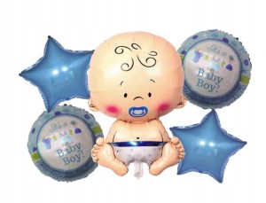 ZESTAW BALONÓW BABY SHOWER NIEBIESKI BOBAS
