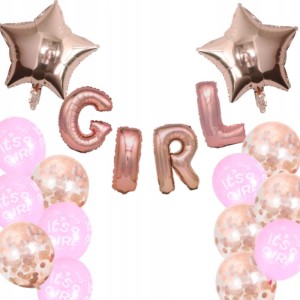 Zestaw balonów BABY SHOWER 18szt IT'S A GIRL RÓŻ ROSE GOLD