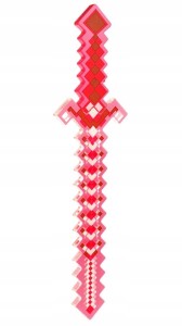 MIECZ DIAMENTOWY 58CM MINECRAFT LED DZWIĘK ZABAWKA ŚWIECĄCY GRAJĄCY CZERWON