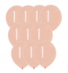 Zestaw balonów na 1 ROCZEK ROK 10 szt ROSE GOLD
