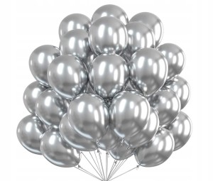 Balony lateksowe SREBRNE SHINY CHROMOWANE 10 szt