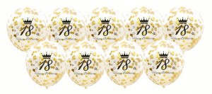 Balony transparentne 18 urodziny konfetti ZŁOTE 10