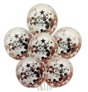 Balony krystaliczne z konfetti Happy Brithday 6szt