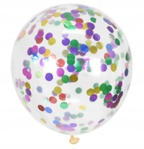 Duże balony gumowe transparentne konfetti kolorowe MIX 10szt urodziny 30cm