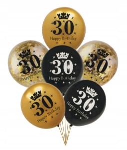 ZESTAW BALONY 30 trzydziestka urodziny PARTY 6szt