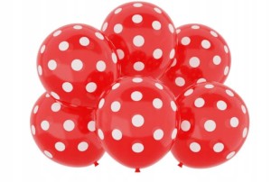 Zestaw balonów gumowych w grochy 6 szt IMPREZA PARTY CZERWONY BIAŁY
