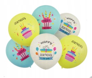 Zestaw balonów urodzinowych gumowych HAPPY BIRTHDAY 6szt wielokolorowe BEST