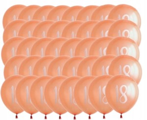 Zestaw balonów na 18 osiemnastkę 50 szt ROSE GOLD