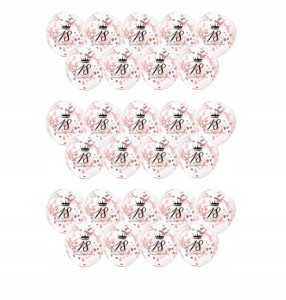 Balony transparentne 18 urodziny konfetti ROSE GOLD30