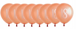 Zestaw balonów na 18 osiemnastkę 10 szt ROSE GOLD