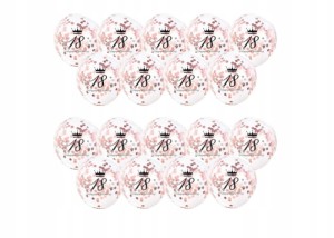 Balony transparentne 18 urodziny konfetti ROSE GOLD 20