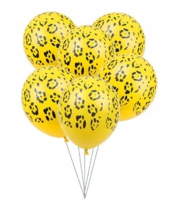 Duże balony gumowe Tygrys żółte czarne cętki 30 szt zwierzęta zoo safari