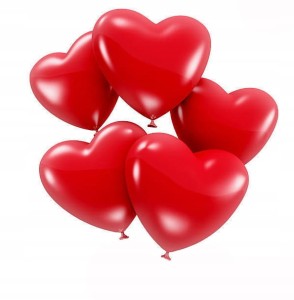 BALONY GUMOWE CZERWONE SERCA 5 SZT WALENTYNKI