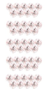 Balony transparentne 60 urodziny nadrukiem konfetti ROSE GOLD 50