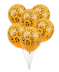 Duże balony gumowe Tygrys złote czarne cętki 10 szt zwierzęta zoo safari