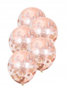 Duże balony transparentne konfetti rose gold 5 szt