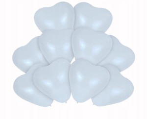 BALONY GUMOWE BIAŁE SERCA 10 SZT WALENTYNKI ŚLUB