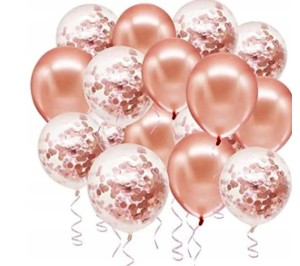 Zestaw balonów konfetti ROSE GOLD 20 szt