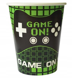 Kubki kubeczki jednorazowe papierowe GAME ON! 6ele urodziny party GAMINGOWE