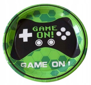 Talerze talerzyki jednorazowe papierowe GAME ON! 23 cm 6 szt GAMINGOWE