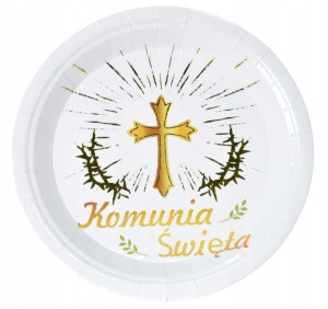 Talerzyki jednorazowe papierowe Pierwsza Komunia Święta 18 cm 6szt dziecko