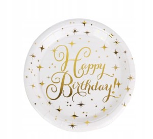 Talerzyki papierowe HAPPY BIRTHDAY 18cm urodzin