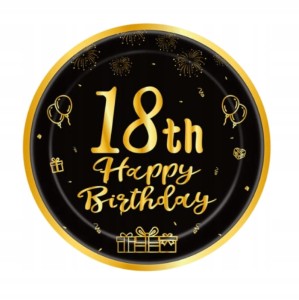 Talerzyki jednorazowe 18 urodziny HAPPY BIRTHDAY 23 cm 6szt IMPREZA PARTY