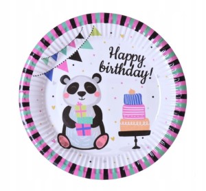 Talerze Talerzyki Papierowe Panda Happy Birthda 18