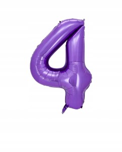Balon Foliowy Cyfra 4 Fioletowa – 40 cali / 100 cm – Urodziny / Dekoracja