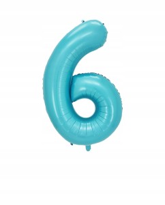 Balon Foliowy Cyfra 6 Niebieska – 40 cali / 100 cm – Urodziny / Dekoracja