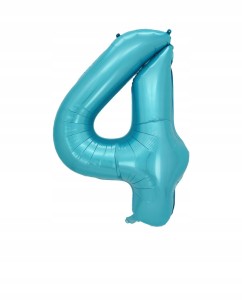Balon Foliowy Cyfra 4 Niebieska – 40 cali / 100 cm – Urodziny / Dekoracja