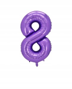 Balon Foliowy Cyfra 8 Fioletowa – 40 cali / 100 cm – Urodziny / Dekoracja