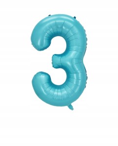 Balon Foliowy Cyfra 3 Niebieska – 40 cali / 100 cm – Urodziny / Dekoracja
