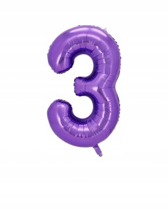 Balon Foliowy Cyfra 3 Fioletowa – 40 cali / 100 cm – Urodziny / Dekoracja