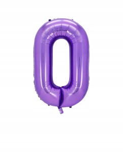 Balon Foliowy Cyfra 0 Fioletowa – 40 cali / 100 cm – Urodziny / Impreza